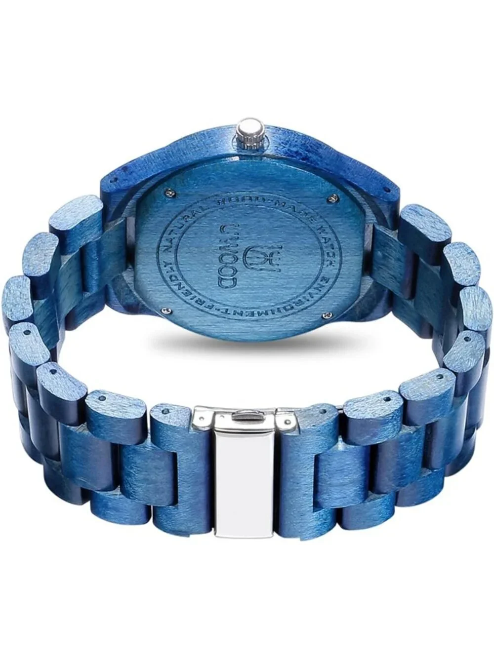 Men's Blue Handmade Sandalwood Uwood Analog Quartz Vintage Unique Wooden Watch